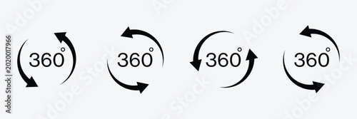 Canvastavla 360 degrees arrow, rotate around set icon