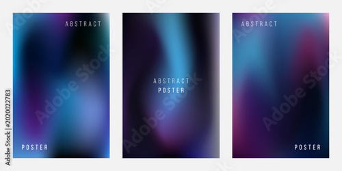 Dark abstract gradient posters with electric blue and teal accents, abstract