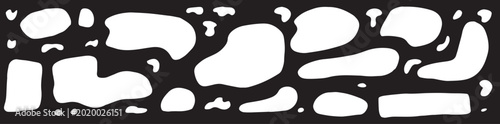 Stylish 90s retro cartoon sticker collection: abstract white shapes. Perfect for trendy designs and creative projects, grunge aesthetic