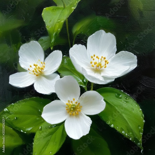 Flowers With White Petals and Yellow Centers in a Garden Surrounded by Green ...