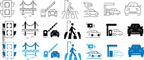 Photos Roads and Navigation icons set