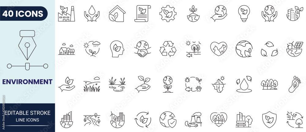 Foto Environment icon set in outline style