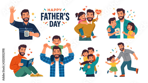 Photos Happy Father's Day: A heartfelt compilation of diverse scenes, depicting fathers and children, celebrating the bond of paternal love and appreciation