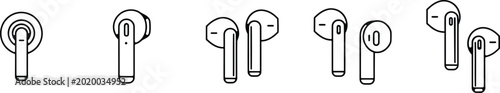Foto Wireless earbuds line drawings in black and white
