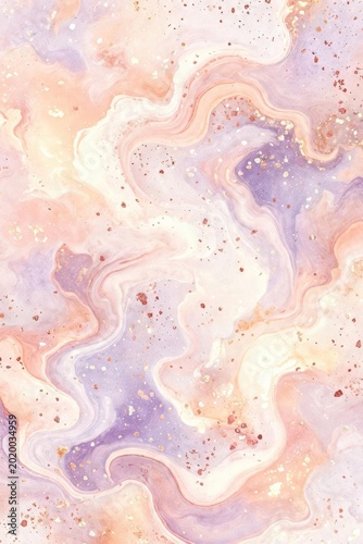 Pastel marble fluid art background with gold glitter