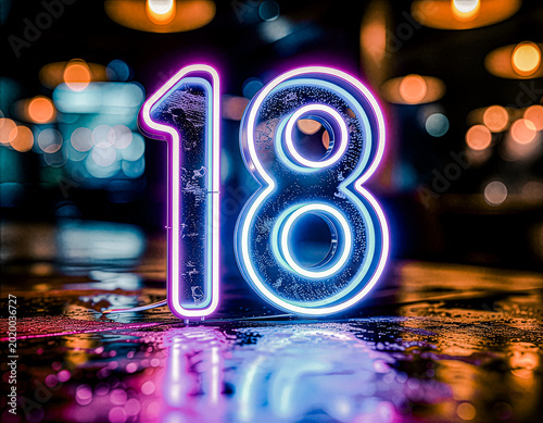Neonowa liczba 18 urodziny
