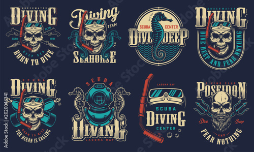 Quadro su tela Skull designs in diving theme