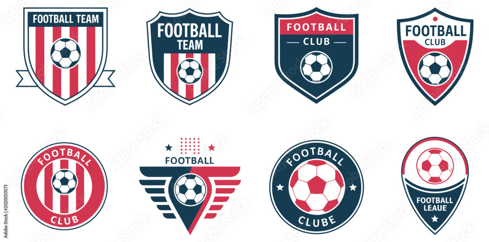 Φωτογραφία Football team and club vector logo bundle, modern soccer badge and emblem collec