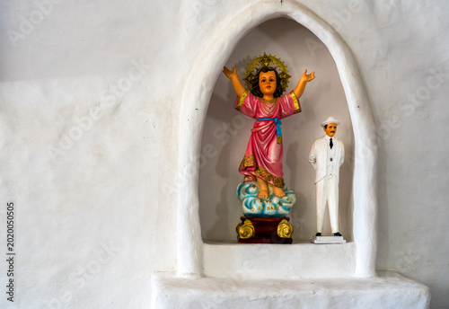 Colombia, inside the chapel in San Andres a small statue of the child Jesus.