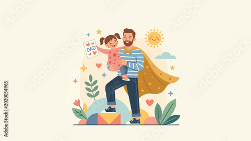 Super Dad Everyday Hero Flat Vector Illustration