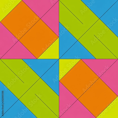 Seamless colorful abstract geometric pattern with diagonal color blocks
