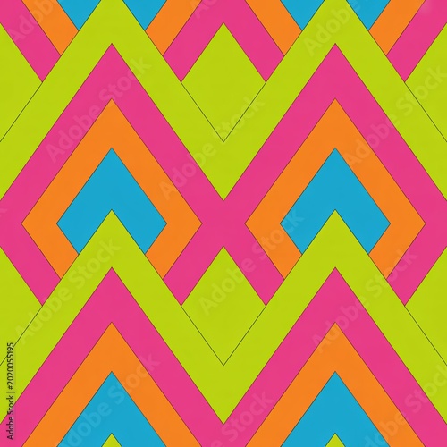 Seamless colorful geometric pattern with vibrant chevron diamond shapes