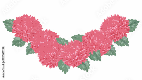 Fotografie A vibrant illustration of clustered red flowers with green foliage