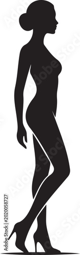 Silhouette of a woman walking, depicted in a flat vector illustration style. Focus on posture and form, with no background or additional elements.