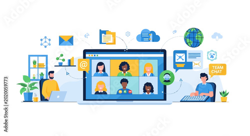 Remote team collaboration and communication.