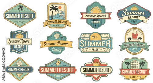 Collection of summer resort vintage labels.
