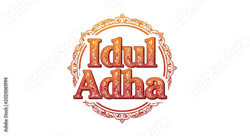Idul Adha text with ornate frame design isolated on transparent background transparent background