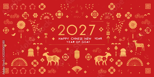 Foto chinese new year 2027 year of the goat festive illustration