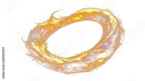 Golden Iridescent Circular Swirl With Glow Luminous Vortex Effect PNG Transparent