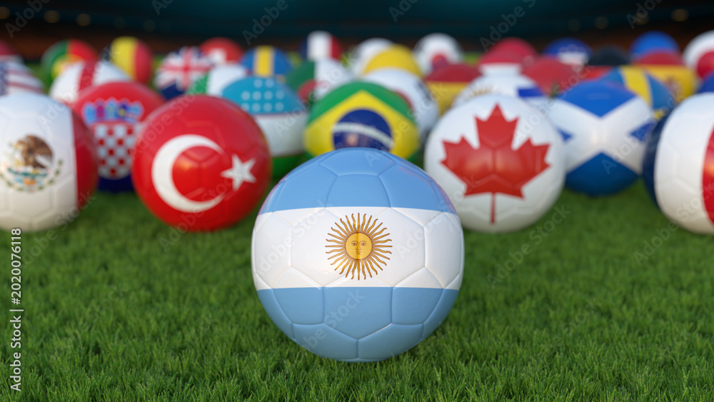 Stenska nalepka Argentina National Team Soccer Ball Among World Country Balls