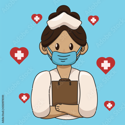 illustration of female nurse, hospital nurse, clinic, nurse icon, maintaining health