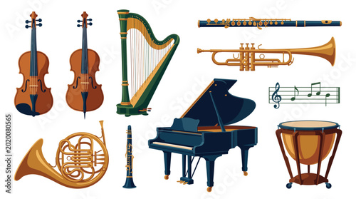 Refined classical music instruments with grand piano and cello