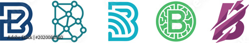 Foto Modern letter B logo collection with digital technology blockchain branding futu
