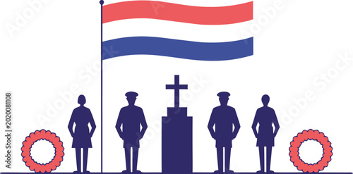 Photos Croatian remembrance day tribute, silhouette with flag and memorial