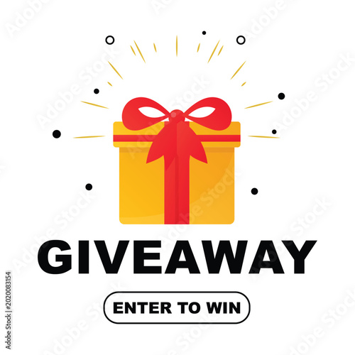 Giveaway Gift Box Illustration with Enter to Win Text for Contest Promotion