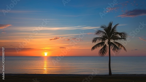 Majestic Palm Tree Dancing in Sunset Glow