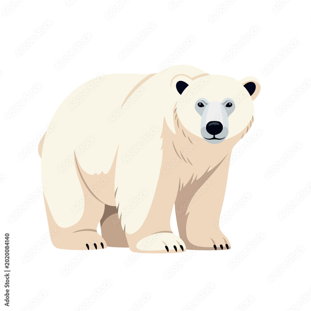 Fototapeta premium Polar Bear Standing Vector Illustration - Arctic Wildlife Icon