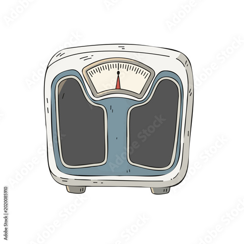 Vintage weighing scale in pastel colors representing healthy lifestyle  