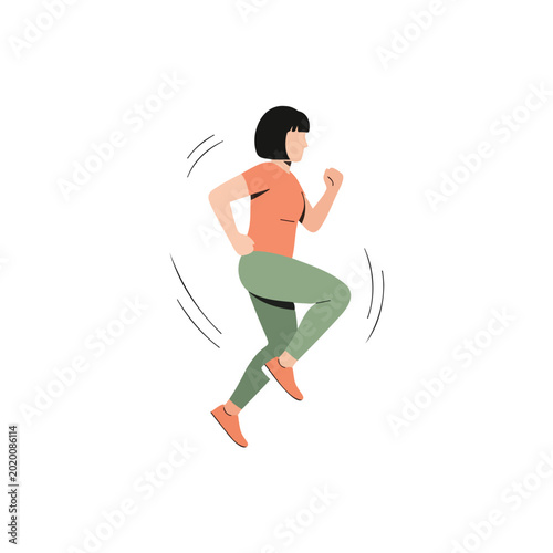 Woman jogging with enthusiasm in activewear on white background - Concept of Sports, weight loss, and a healthy lifestyle  