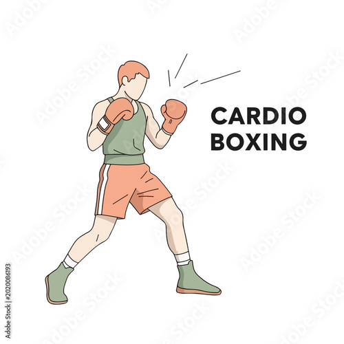Male boxer practicing cardio boxing in athletic outfit  