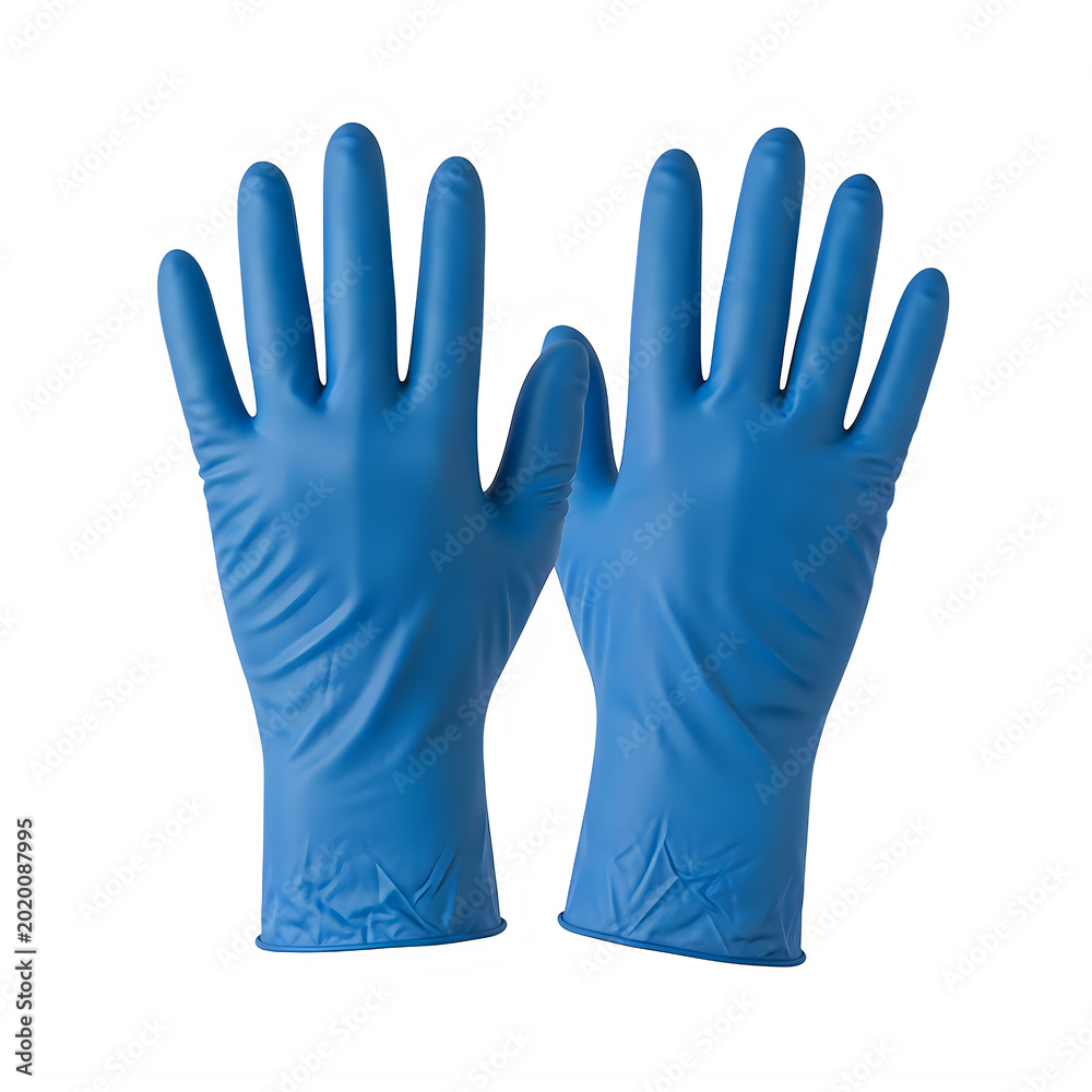 Fototapeta premium Blue disposable nitrile gloves pair