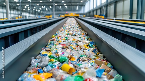Automated robotic waste separation plants using advanced sensors and robotics to sort mixed waste streams with extreme precision, maximizing recycling efficiency.