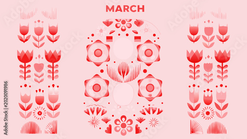 Foto tulip floral arrangement with march eighth woman symbol vector illustration