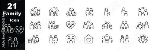 Bild auf Leinwand Family relationship vector icon set