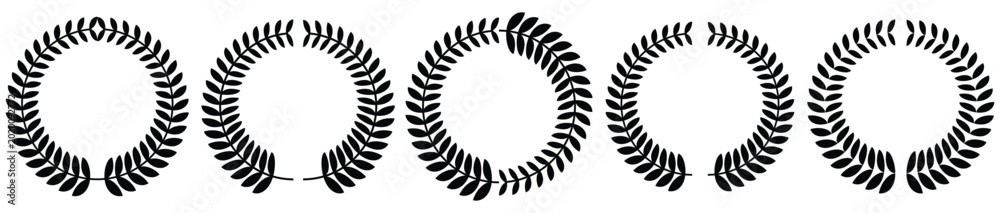 Φωτογραφία Set of black circular foliate laurels branches