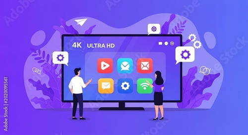 Smart TV interface with 4K apps and icons