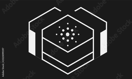 Modern Cyber Tech Symbol Featuring Geometric Lines and Digital Dot Elements