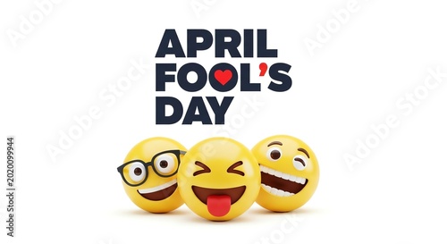 April Fools Day with funny laughing emojis