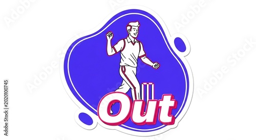 Cricket player celebrating out blue