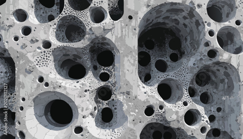 Abstract Porous Grey Stone and Lunar Surface Texture Pattern