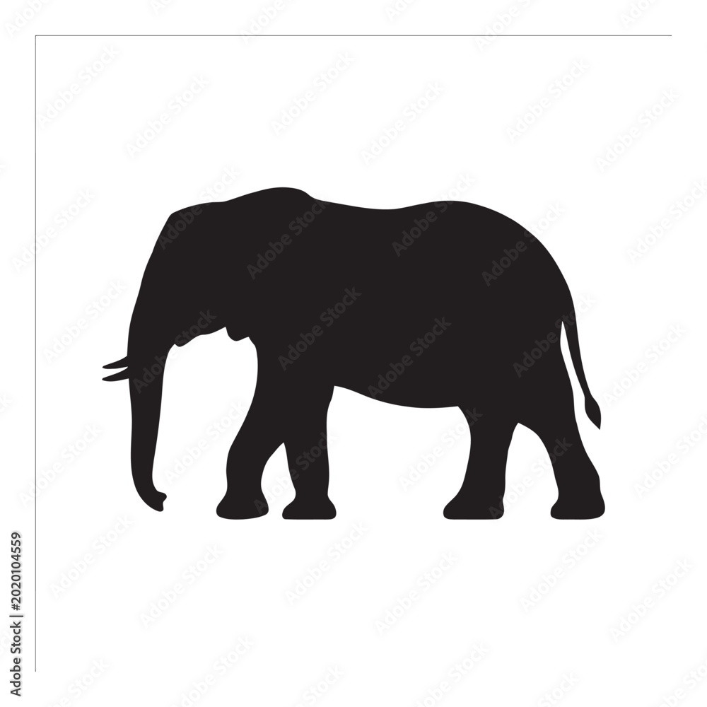 Fototapeta premium Black silhouette elephant standing