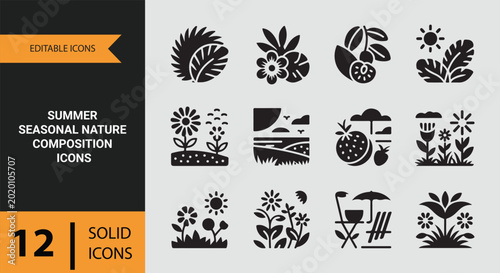 Foto Summer Seasonal Nature Tropical Botanical Sunshine Solid Icons Collection