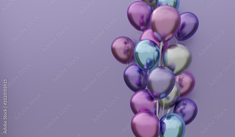 Fototapeta premium Balloons, party background, festival illustration 3D