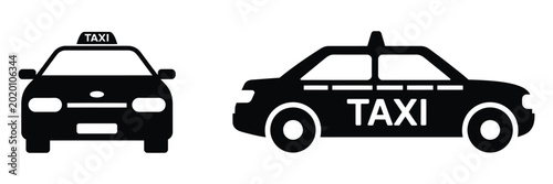Fotografie Taxi cab car vector icon for urban transportation, city travel service, ride booking and public mobility symbol design