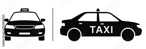 Foto Taxi cab car vector icon for urban transportation, city travel service, ride booking and public mobility symbol design