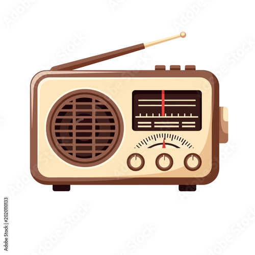 Foto Vintage Retro Radio Illustration - Classic Analog Receiver Vector Icon